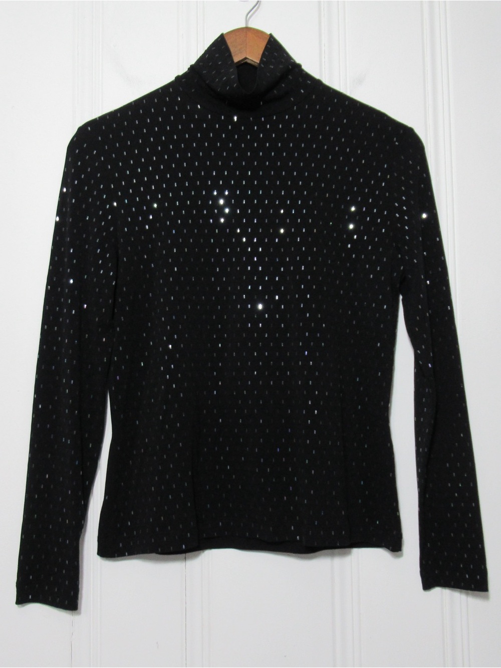 St. John Sport by Marie Gray Black Holographic Long Sleeve Top Size Medium